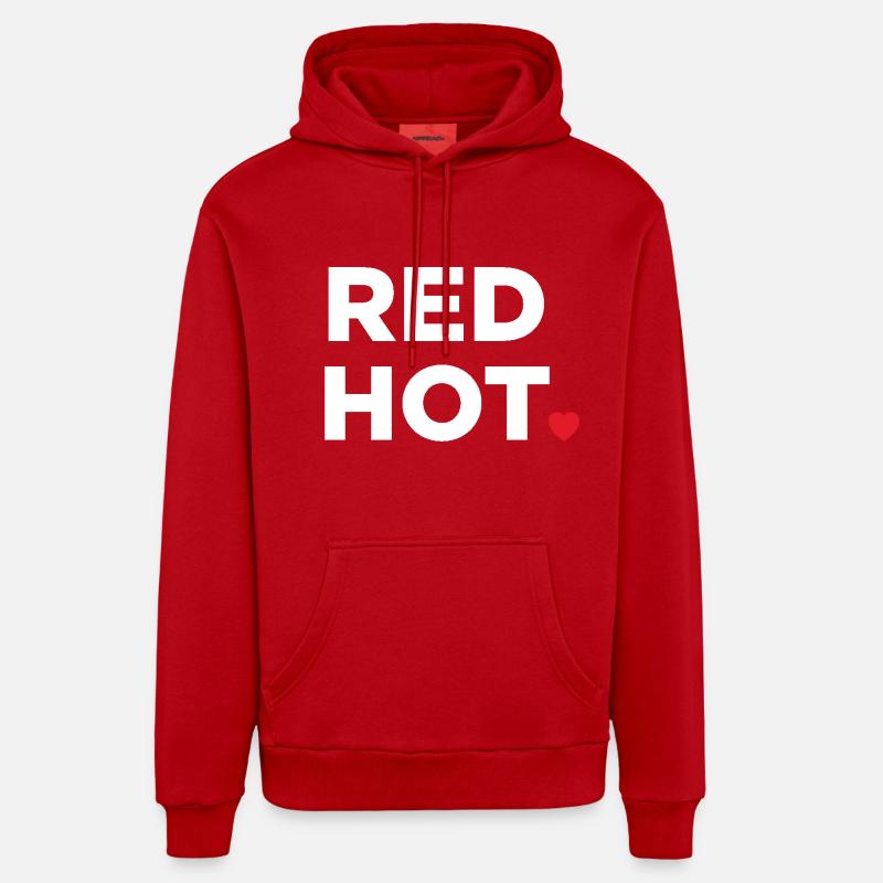 Rouge chaud - Sweat à capuche bio décontracté fabriqué en UE - rouge