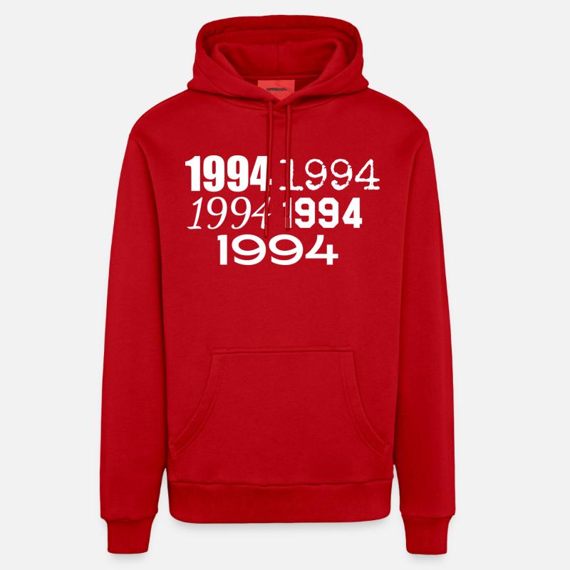 1994 - Sweat à capuche bio décontracté fabriqué en UE - rouge