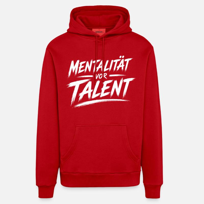 La mentalité avant le talent - Sweat à capuche bio décontracté fabriqué en UE - rouge
