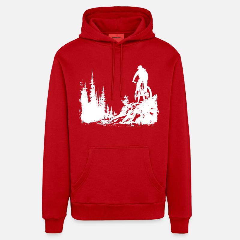 Croquis de VTT - Sweat à capuche bio décontracté fabriqué en UE - rouge