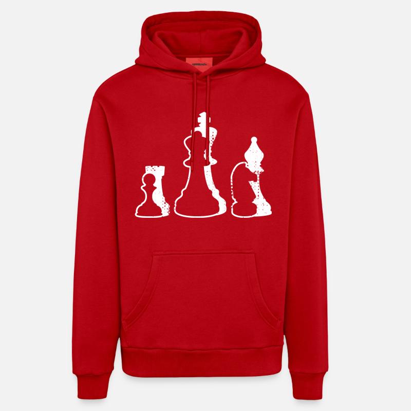 Pièces d’échecs - Sweat à capuche bio décontracté fabriqué en UE - rouge