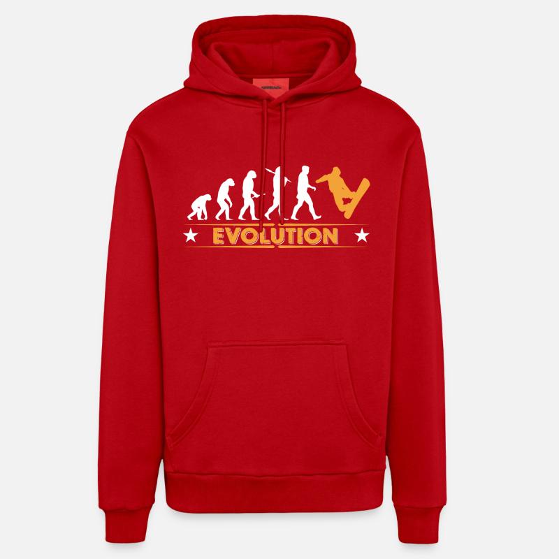 Snowboard Evolution - orange/weiss - Organic Relaxed Hoodie Made in EU - Rot