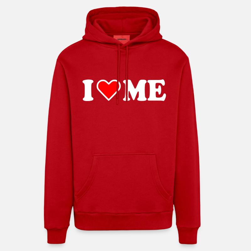 I love me - Sweat à capuche bio décontracté fabriqué en UE - rouge