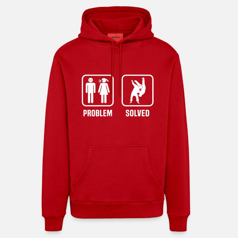 Problem Solved Judo - Sweat à capuche bio décontracté fabriqué en UE - rouge