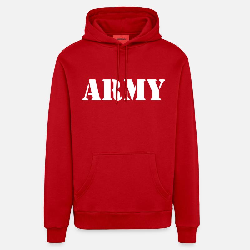 Army - Sweat à capuche bio décontracté fabriqué en UE - rouge