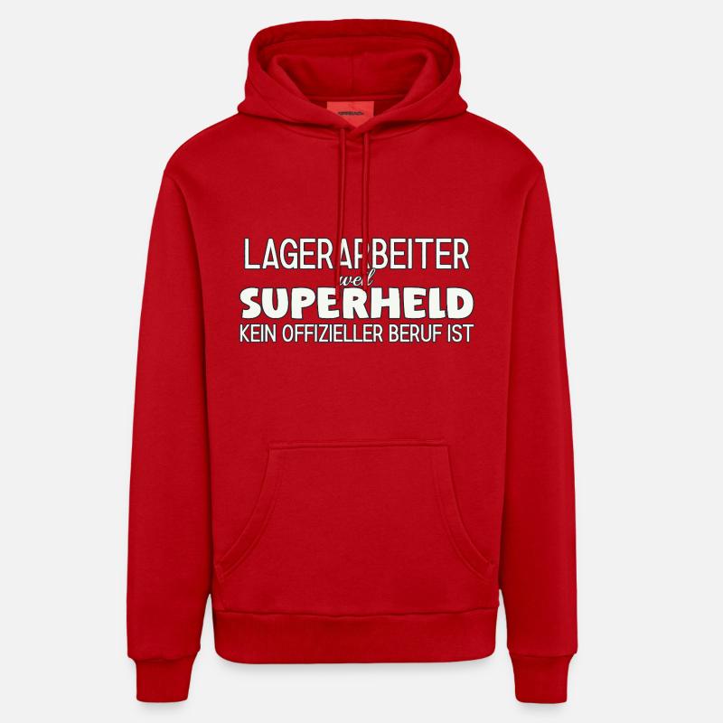 Super-héros d’entrepôt - Sweat à capuche bio décontracté fabriqué en UE - rouge