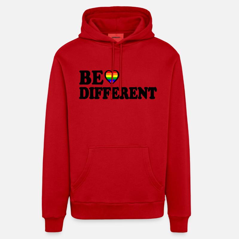 Be different - Sweat à capuche bio décontracté fabriqué en UE - rouge