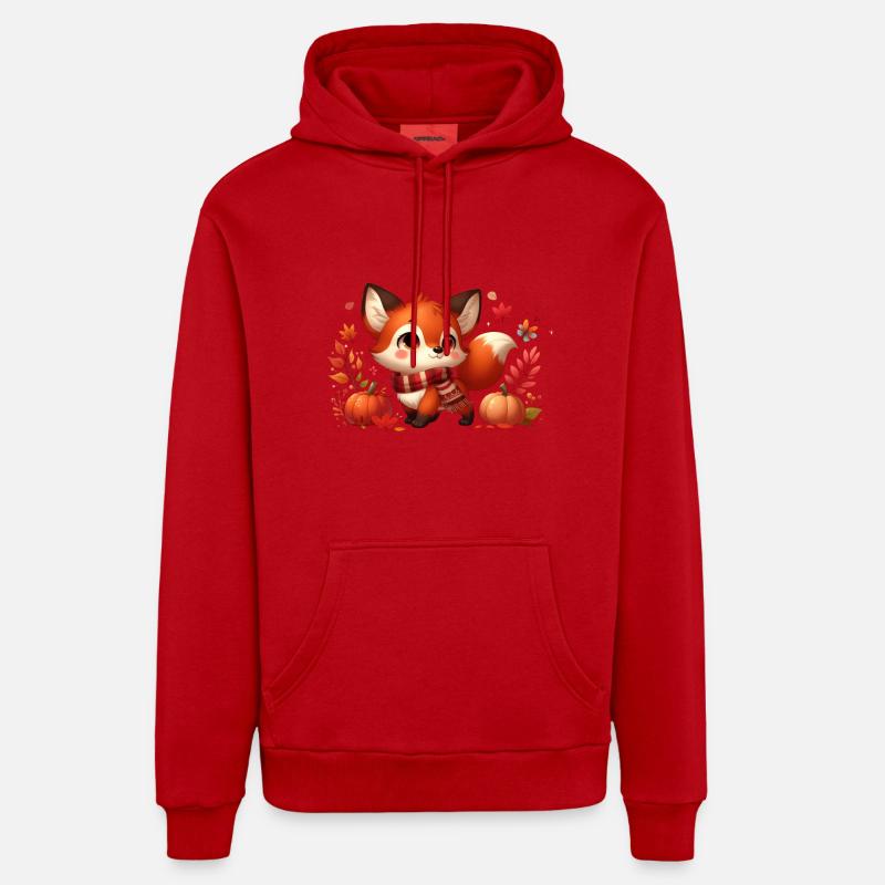 fox autumn 10 - Sweat à capuche bio décontracté fabriqué en UE - rouge