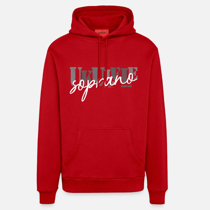Ukulélé Soprano Noir Blanc - Sweat à capuche bio décontracté fabriqué en UE - rouge