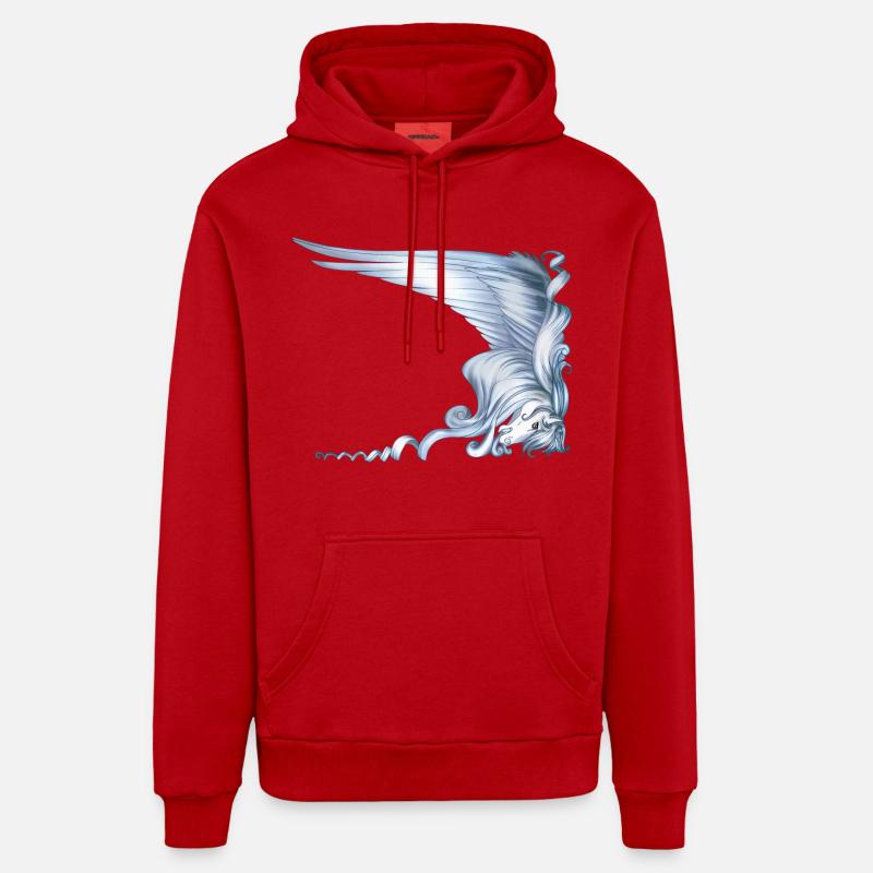 Pegasus Head avec Big Wing - Sweat à capuche bio décontracté fabriqué en UE - rouge
