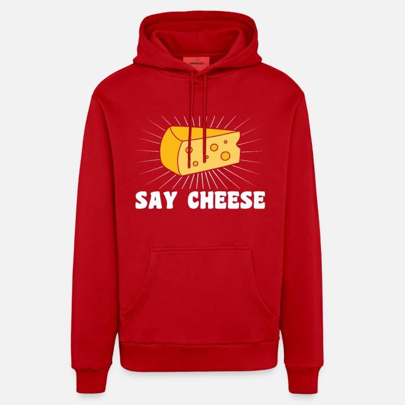 Dites fromage - Sweat à capuche bio décontracté fabriqué en UE - rouge