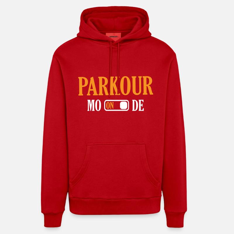 Parkour - Sweat à capuche bio décontracté fabriqué en UE - rouge
