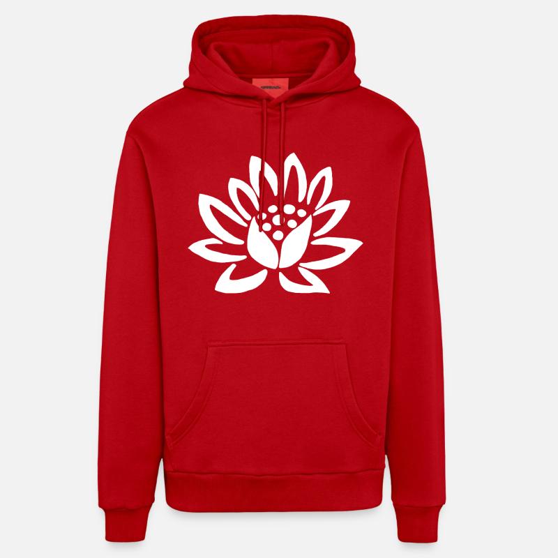 Lotus blanc et la nature - Sweat à capuche bio décontracté fabriqué en UE - rouge