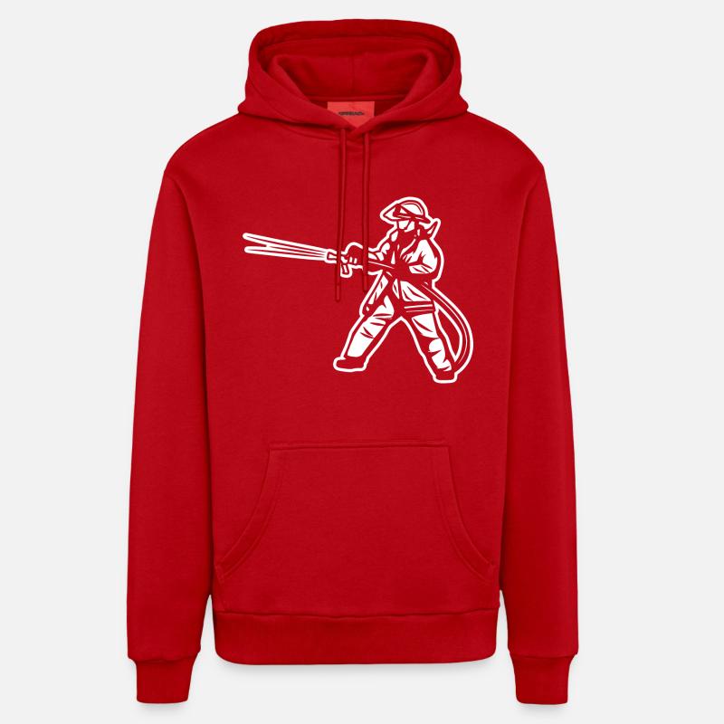 Pompier - Sweat à capuche bio décontracté fabriqué en UE - rouge