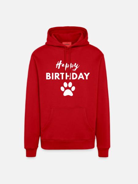 Happy Birthday dog - Organic Relaxed Hoodie Made in EU - red