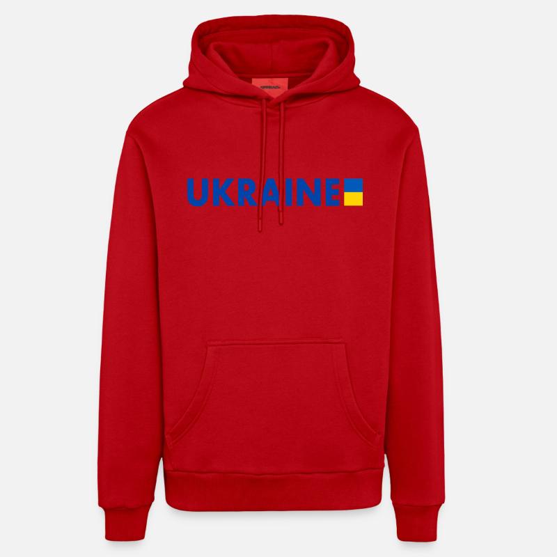 Ukraine - Sweat à capuche bio décontracté fabriqué en UE - rouge
