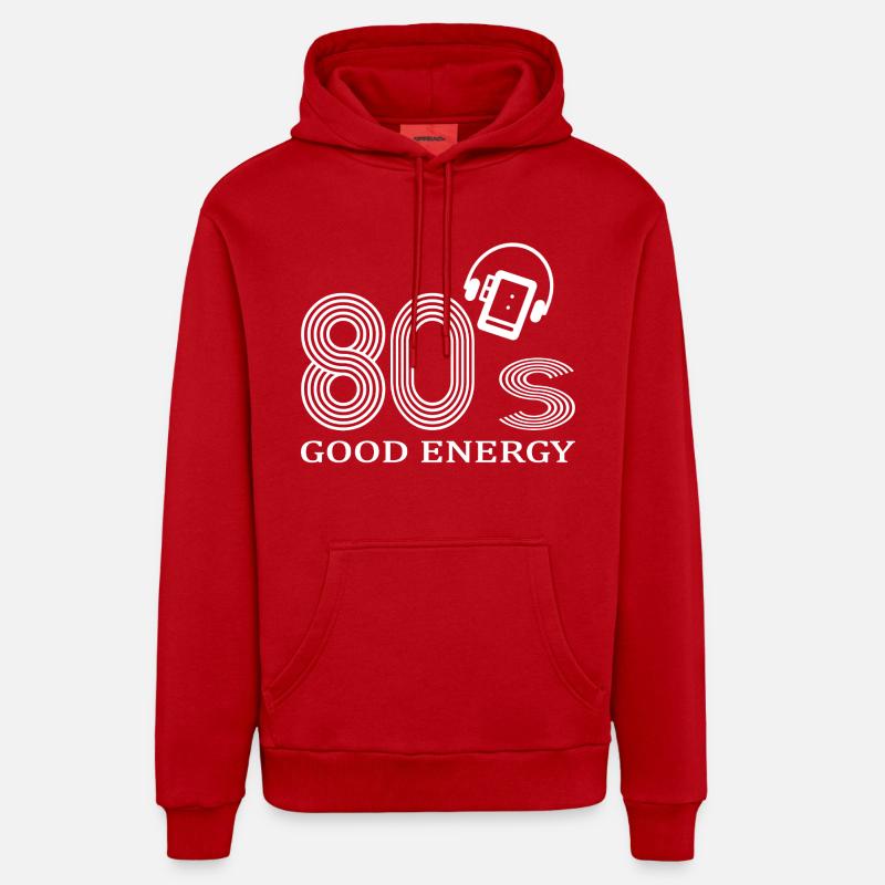 années 80 - Sweat à capuche bio décontracté fabriqué en UE - rouge