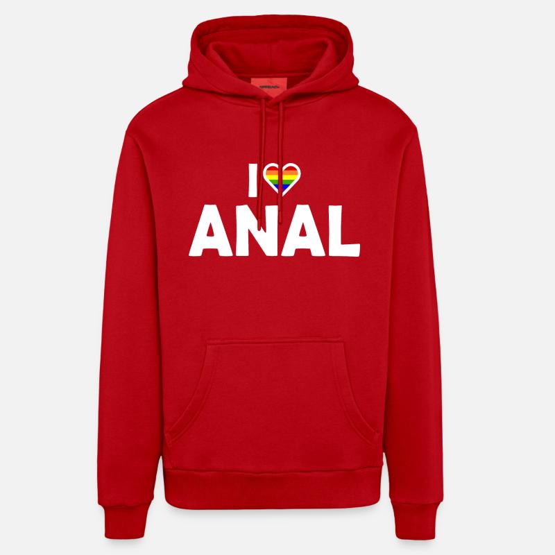 I love anal - Sweat à capuche bio décontracté fabriqué en UE - rouge