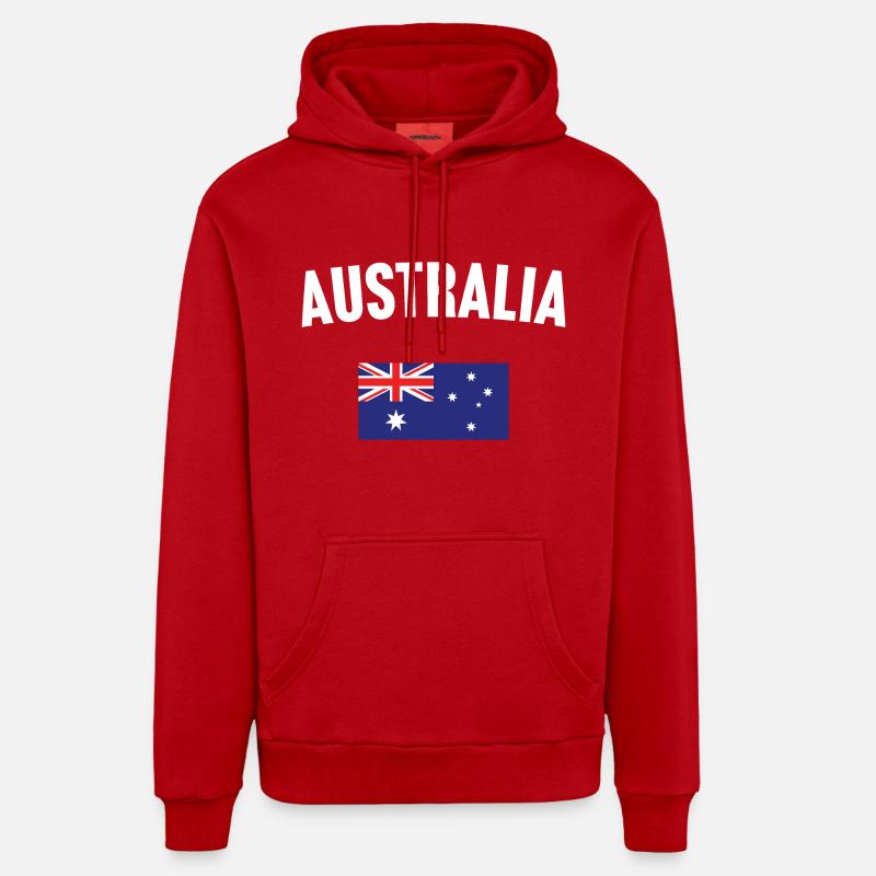 Drapeau de l’Australie - Sweat à capuche bio décontracté fabriqué en UE - rouge