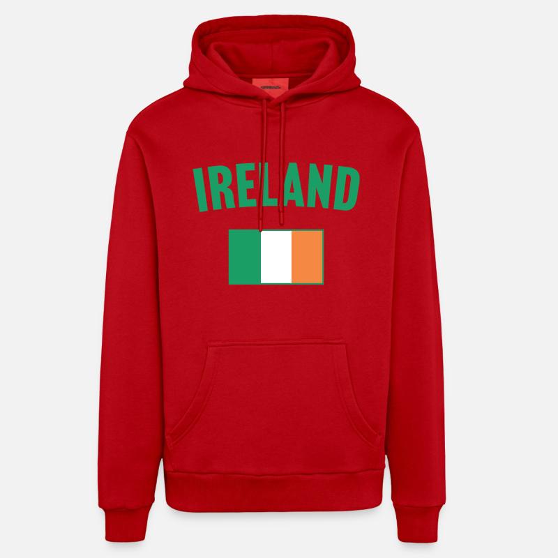 Drapeau de l’Irlande - Sweat à capuche bio décontracté fabriqué en UE - rouge