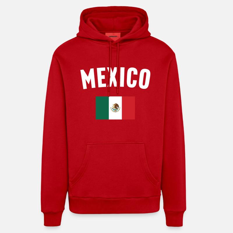 Drapeau du Mexique - Sweat à capuche bio décontracté fabriqué en UE - rouge
