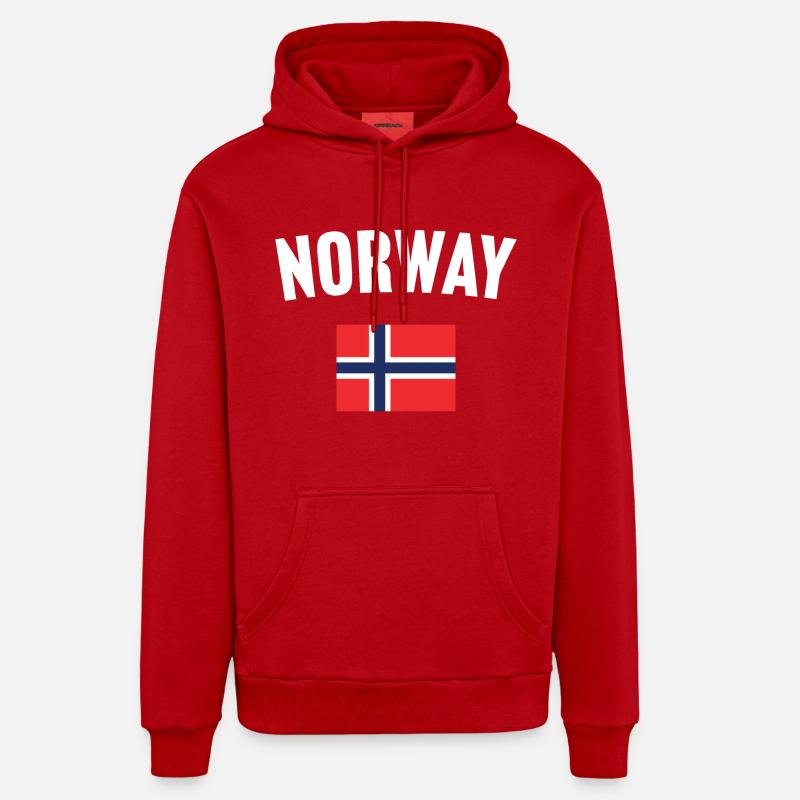 Drapeau de la Norvège - Sweat à capuche bio décontracté fabriqué en UE - rouge
