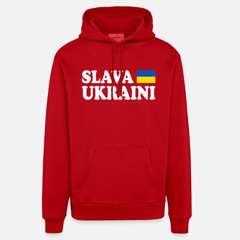 Slava ukraini - Sweat à capuche bio décontracté fabriqué en UE - rouge
