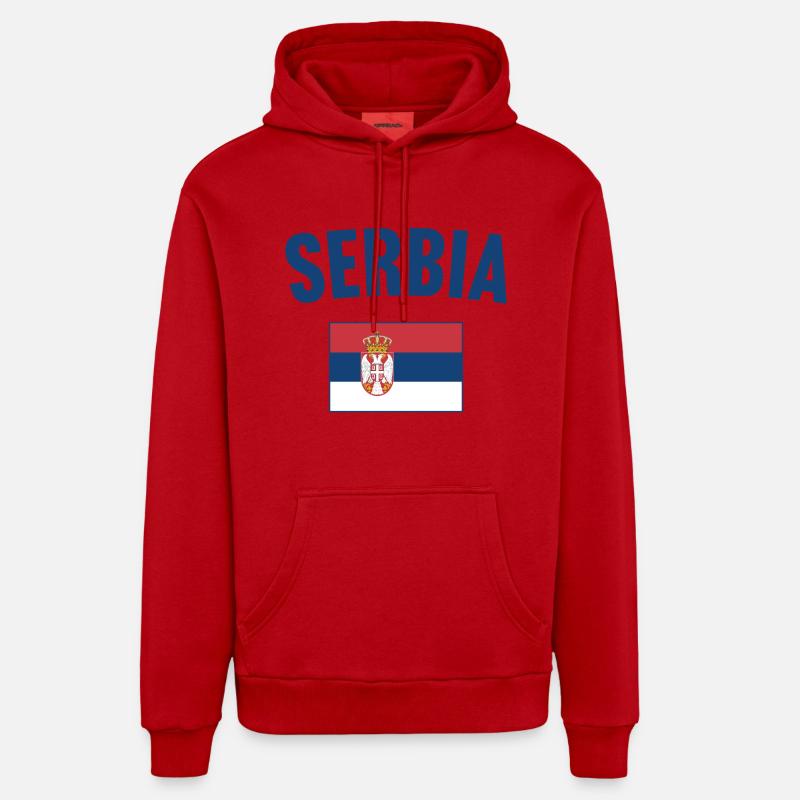 Drapeau de la Serbie - Sweat à capuche bio décontracté fabriqué en UE - rouge