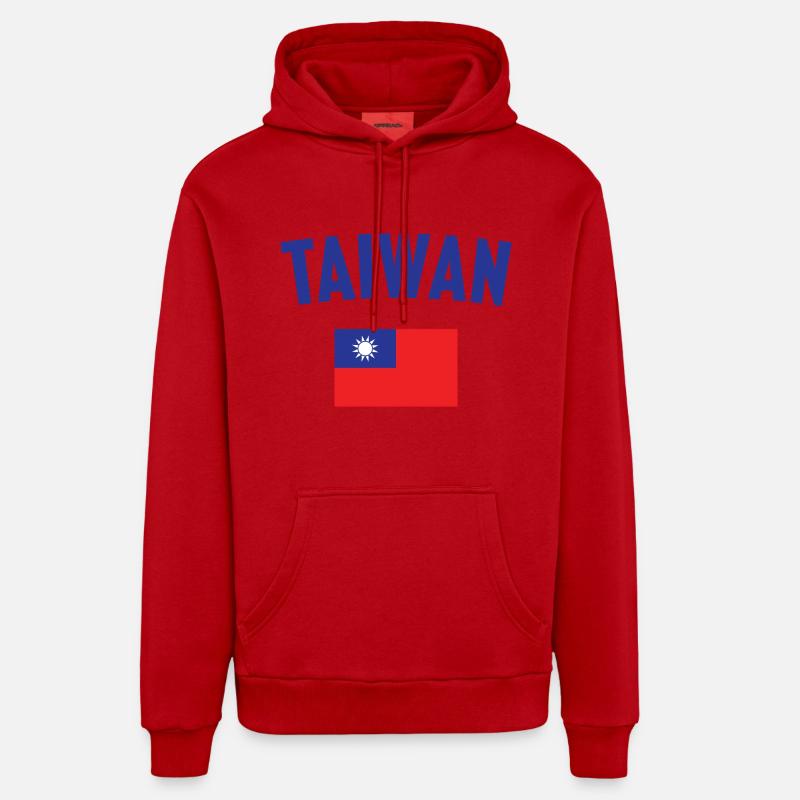 Drapeau de Taïwan - Sweat à capuche bio décontracté fabriqué en UE - rouge