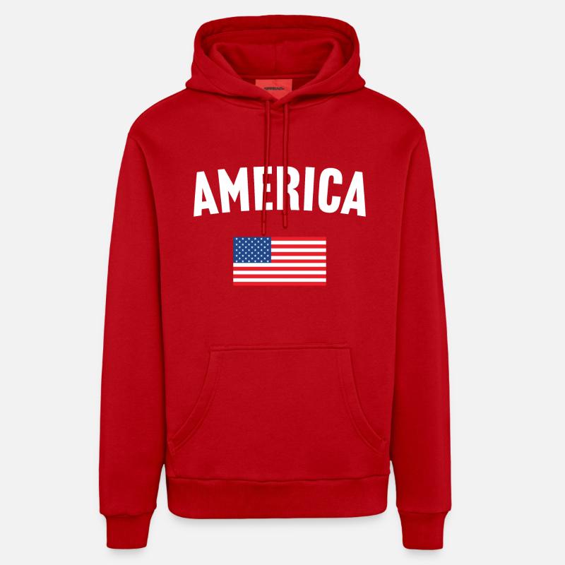 Drapeau de l’Amérique - Sweat à capuche bio décontracté fabriqué en UE - rouge