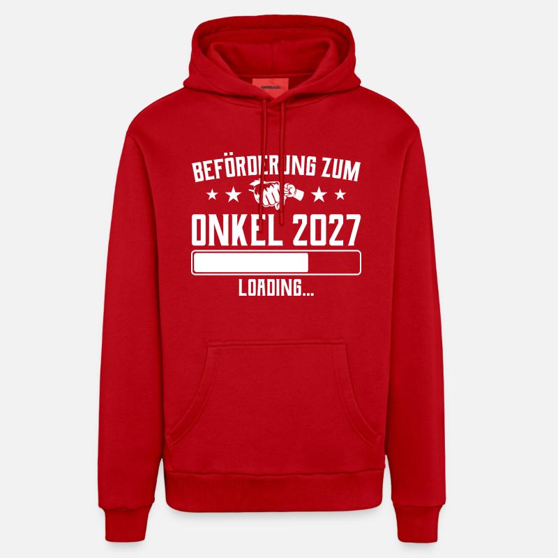 Cadeau de grossesse promotionnel Oncle 2027 - Sweat à capuche bio décontracté fabriqué en UE - rouge