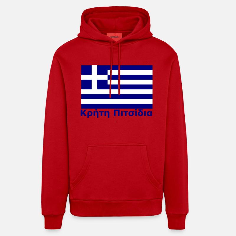 Crète Pitsidia Κρήτη Πιτσίδιια - Sweat à capuche bio décontracté fabriqué en UE - rouge