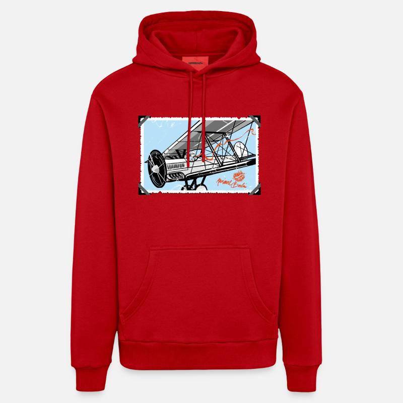 biplan - Sweat à capuche bio décontracté fabriqué en UE - rouge