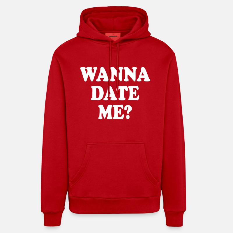 wanna date me - Sweat à capuche bio décontracté fabriqué en UE - rouge