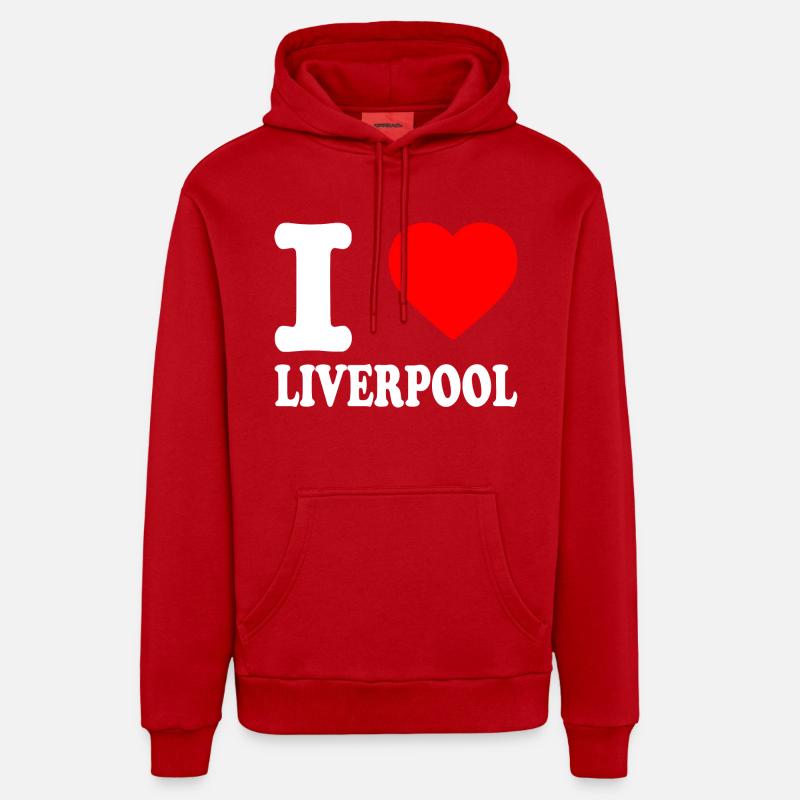 Liverpool - Sweat à capuche bio décontracté fabriqué en UE - rouge