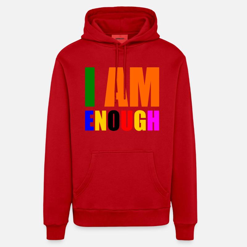 I am enough - Sweat à capuche bio décontracté fabriqué en UE - rouge