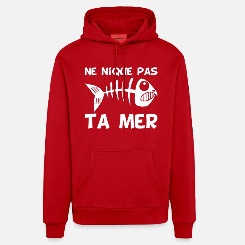 La mer se meurt - Sweat à capuche bio décontracté fabriqué en UE - rouge