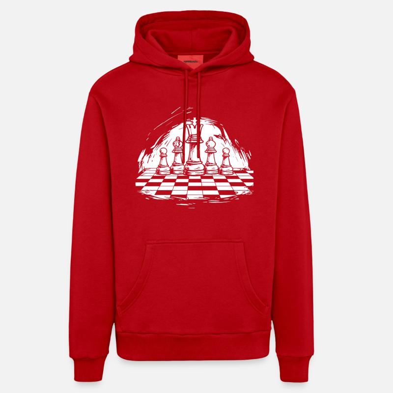Dessin d’échecs - Sweat à capuche bio décontracté fabriqué en UE - rouge