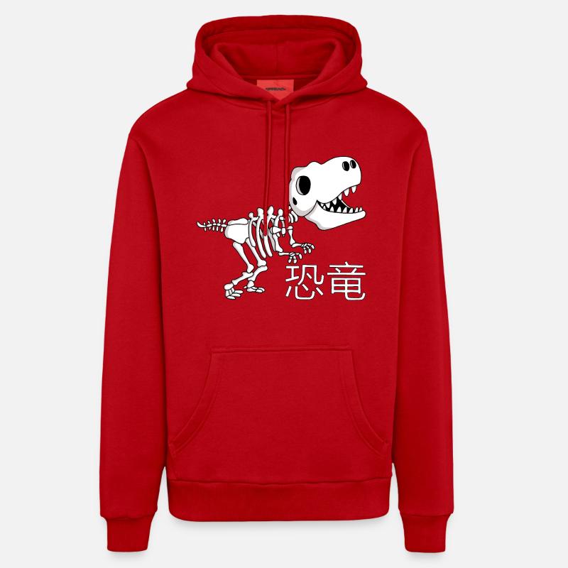 Squelette de dinosaure manga - Sweat à capuche bio décontracté fabriqué en UE - rouge
