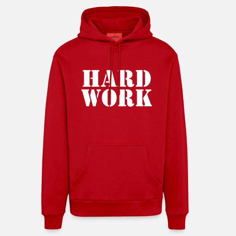 Hard work - Sweat à capuche bio décontracté fabriqué en UE - rouge