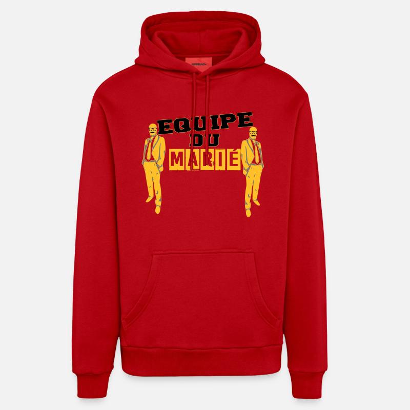 équipe marié avec moustache - Sweat à capuche bio décontracté fabriqué en UE - rouge