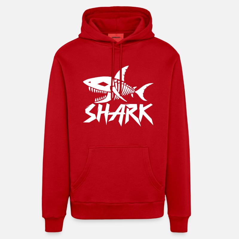 Squelette de requin - Sweat à capuche bio décontracté fabriqué en UE - rouge