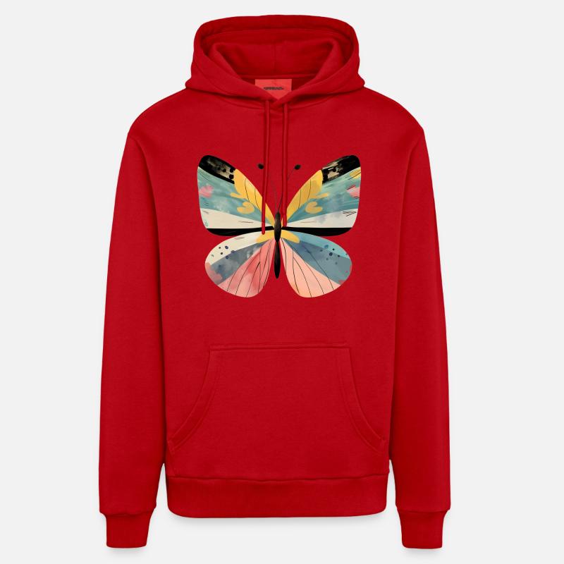 Papillon - Sweat à capuche bio décontracté fabriqué en UE - rouge