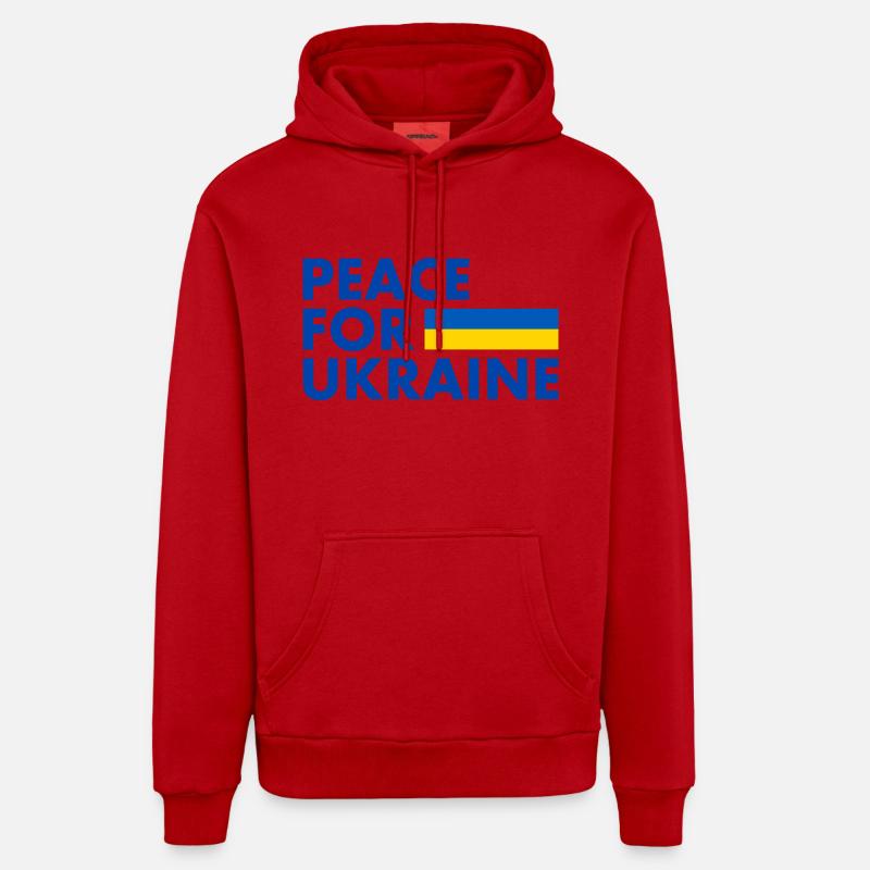 Peace for ukraine - Sweat à capuche bio décontracté fabriqué en UE - rouge