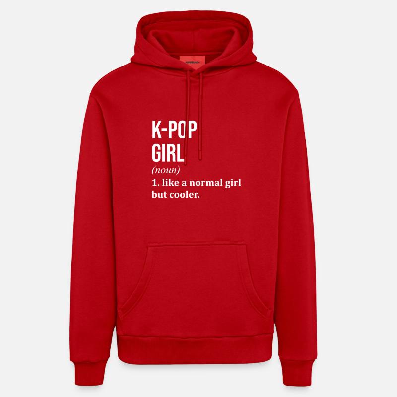 k pop - Sweat à capuche bio décontracté fabriqué en UE - rouge