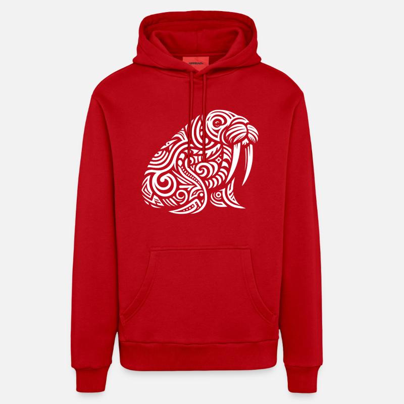 Morse tribal - Sweat à capuche bio décontracté fabriqué en UE - rouge