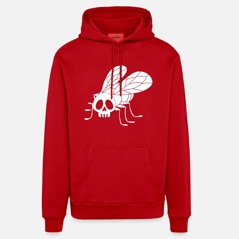 Crâne de mouche (blanc) - Sweat à capuche bio décontracté fabriqué en UE - rouge