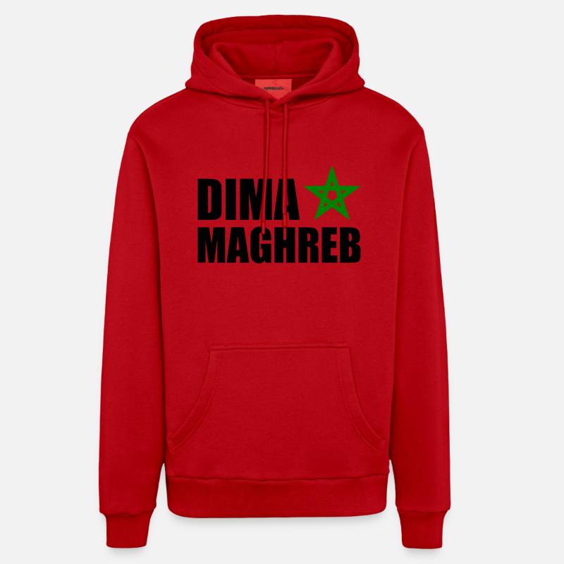 Dima maghreb - maroc - Sweat à capuche bio décontracté fabriqué en UE - rouge