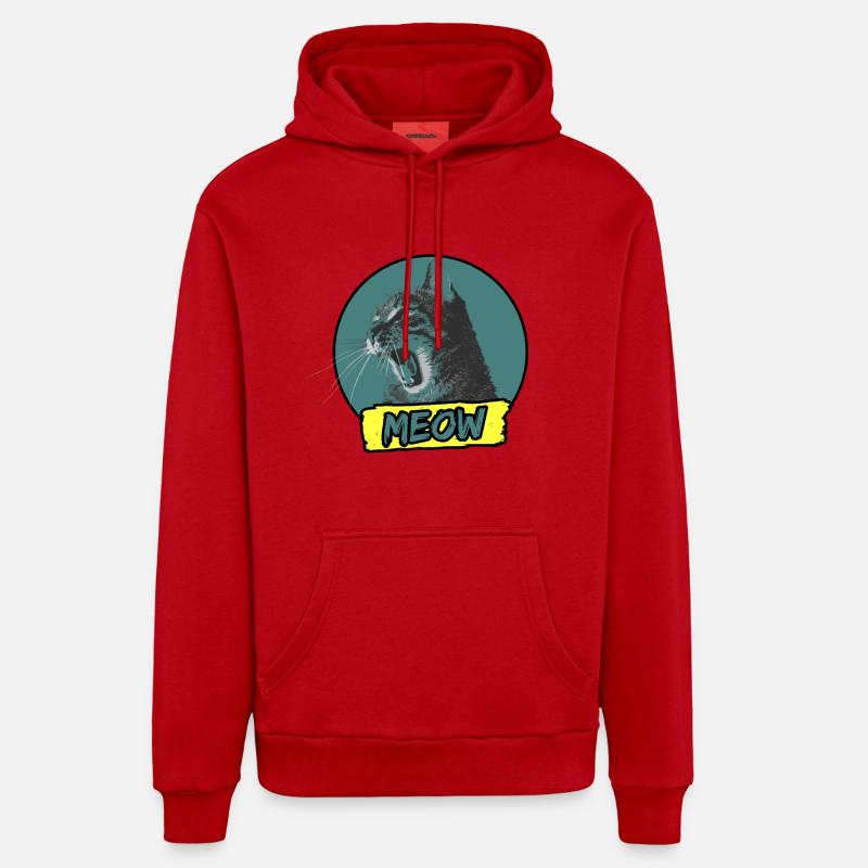 Chat meow Cat - Sweat à capuche bio décontracté fabriqué en UE - rouge