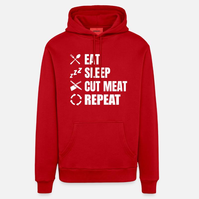 Manger, dormir, boucher, répéter - Sweat à capuche bio décontracté fabriqué en UE - rouge